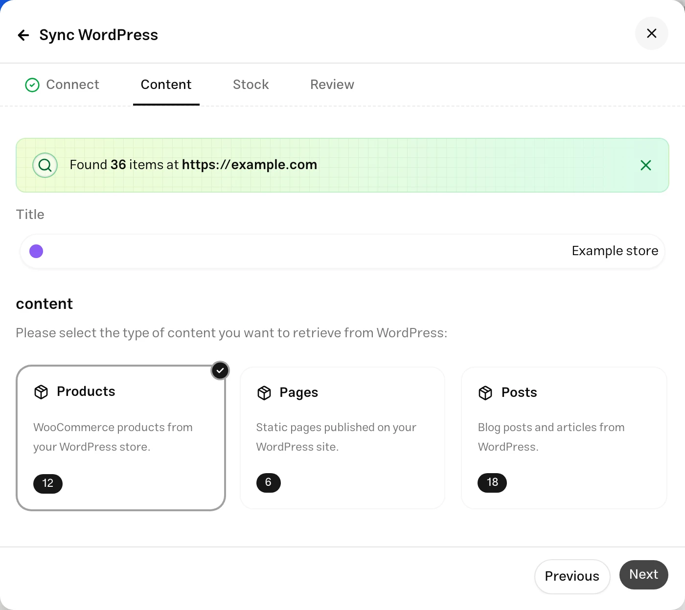 Selecting WordPress products, pages or posts with the available content counts