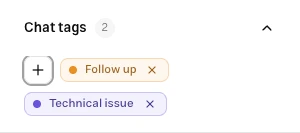 Chat Labels section with Follow up and Technical issue labels and the add button