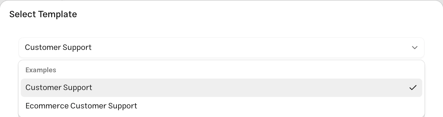 Available customer support templates in MuChat's instruction template selector